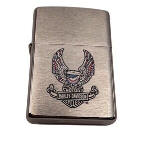 Zippo Harley-Davidson Eagle Logo Brushed Chrome Windproof Lighter June 2001 F 01